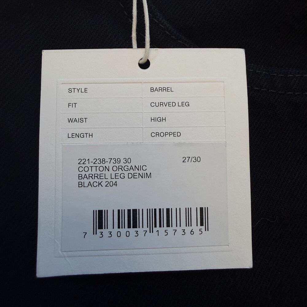 Toteme Barrel Leg Jeans Womens 27 Black High Rise Cropped Curved Denim NWT - Picture 15 of 16